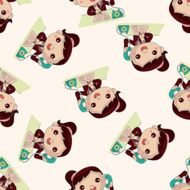 Office workers cartoon seamless pattern background N3