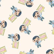 Office workers cartoon seamless pattern background N8