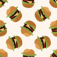 hamburger cartoon seamless pattern background