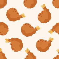 Fried foods theme chicken cartoon seamless pattern background N2