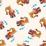 circus theme animal cartoon seamless pattern background