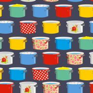 Colored pans Seamless pattern for kitchen Vector illustration N2