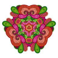Pink-green mandala on white background