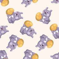 easter rabbit cartoon seamless pattern background N9