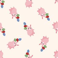 easter rabbit cartoon seamless pattern background N11