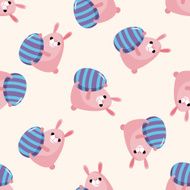 easter rabbit cartoon seamless pattern background N13