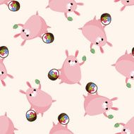easter rabbit cartoon seamless pattern background N16