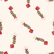 " Wish spring comes" Chinese firecrackers cartoon seamless pattern background N2