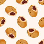 bread cartoon seamless pattern background N17