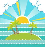 Summer sea landscape with island