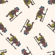 Aborigines cartoon seamless pattern background N7