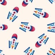 spaceship cartoon seamless pattern background N23