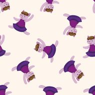 animal dancing cartoon seamless pattern background N2