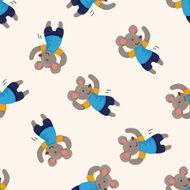 animal dancing cartoon seamless pattern background N4