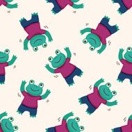 animal dancing cartoon seamless pattern background N6