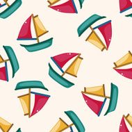 Transportation boat cartoon seamless pattern background N13