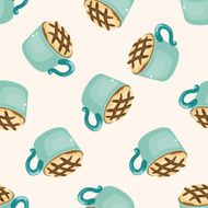 coffee cartoon seamless pattern background N4