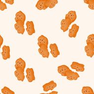 Fried foods theme chicken nuggets cartoon seamless pattern background N3