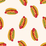 Fried foods theme hot dog cartoon seamless pattern background N2