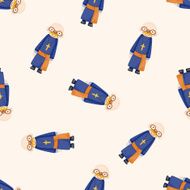 pastor and nun cartoon seamless pattern background N10