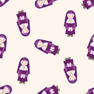 pastor and nun cartoon seamless pattern background N11