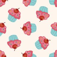 decorating cake cartoon seamless pattern background N12