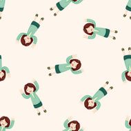 Office workers cartoon seamless pattern background N13