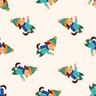 animal winter cartoon seamless pattern background N5
