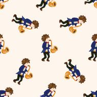 character musician saxophone cartoon seamless pattern background