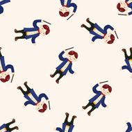 character musician conductor cartoon seamless pattern background