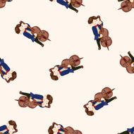 character musician cellist cartoon seamless pattern background