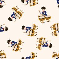 character musician timpanist cartoon seamless pattern background