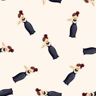 character musician flutist cartoon seamless pattern background