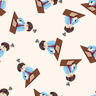 Office workers cartoon seamless pattern background N19