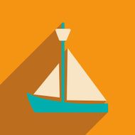 Flat with shadow icon and mobile applacation yacht