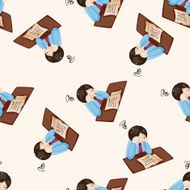 Office workers cartoon seamless pattern background N22