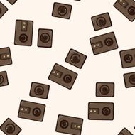 stereo speakers cartoon seamless pattern background
