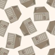 host computer cartoon seamless pattern background