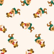 cowboy cartoon seamless pattern background N4