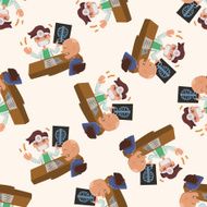 people theme doctor cartoon seamless pattern background N7