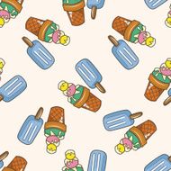 Amusement park ice cream cartoon seamless pattern background