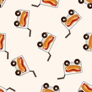 Amusement park food cart cartoon seamless pattern background