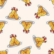 Japanese food shrimp cartoon seamless pattern background