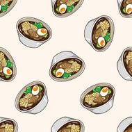 Japanese food cartoon seamless pattern background N3