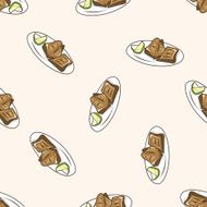 Japanese food cartoon seamless pattern background N5