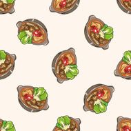 Japanese food cartoon seamless pattern background N6