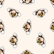 Japanese food cartoon seamless pattern background N8