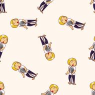 band member singer cartoon seamless pattern background