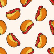 Fried foods theme hot dog cartoon seamless pattern background N3