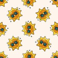 weather sunny day cartoon seamless pattern background N2